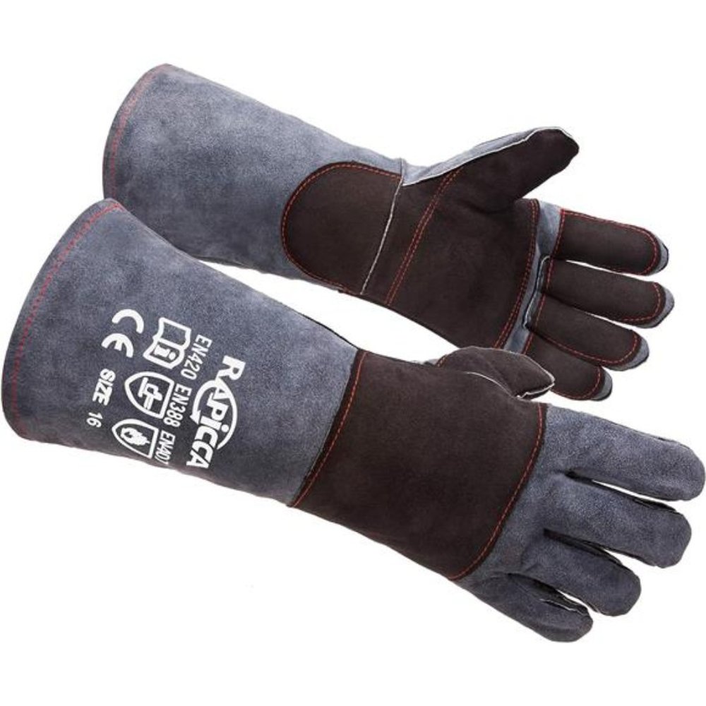 Animal Handling Gloves Bite Proof Double Leather Reinforced Padding Cat Scratch